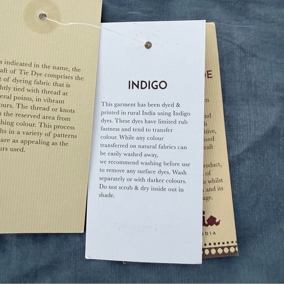 Fabindia Indigo Blue Hand Block Print Silk Shibori Chiti Table Runner, 44”x 13” - Picture 9 of 9